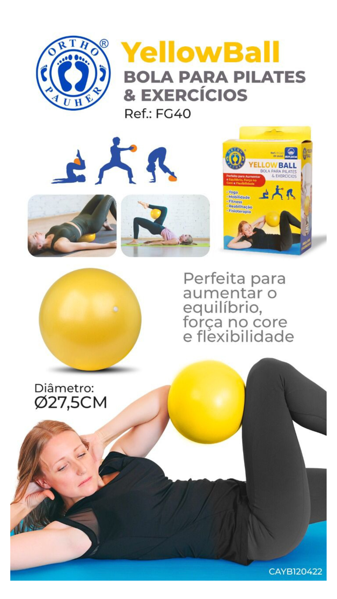 Yellow Ball - Bola para Pilates e Exercícios